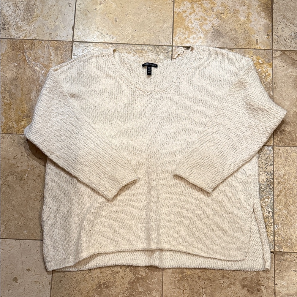 Eileen Fisher Off-White V-Neck Sweater